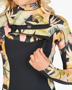 Cheapest ⭐ Billabong 👧 Girls' 4/3 Salty Dayz Chest Zip Full Wetsuit JUNGLE NIGHT 🔥 -Womens-Collection-Adventure-Division Sales abgw100101 billabongw kyg6 dtl1 1