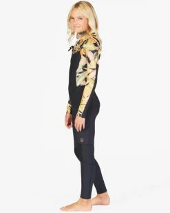 Cheapest ⭐ Billabong 👧 Girls' 4/3 Salty Dayz Chest Zip Full Wetsuit JUNGLE NIGHT 🔥 -Womens-Collection-Adventure-Division Sales abgw100101 billabongw kyg6 sd1 1