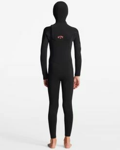 Best Pirce 😉 Billabong 👧 Girls' 5/4 Synergy Chest Zip Hooded Full Wetsuit WILD BLACK 🤩 -Womens-Collection-Adventure-Division Sales abgw200100 billabongw kyh6 bck1 1