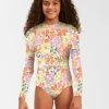 Best Sale ⭐ Billabong 👧 Girls' Windsong Long Sleeve 🩱 Swimsuit MULTI 😍