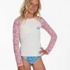 Wholesale 🎉 Billabong 👧 Girls' Ready For Fun Long Sleeve Rashguard SALT CRYSTAL 👍