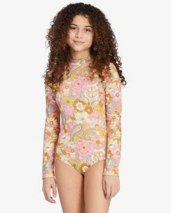 Outlet 😀 Billabong 👧 Girls' Ain't She A Beaut Long Sleeve UPF 50 🩱 Swimsuit MULTI ✨ -Womens-Collection-Adventure-Division Sales abgwr00152 billabongw mul frt1 1