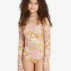 Outlet 😀 Billabong 👧 Girls' Ain't She A Beaut Long Sleeve UPF 50 🩱 Swimsuit MULTI ✨