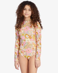 Outlet 😀 Billabong 👧 Girls' Ain't She A Beaut Long Sleeve UPF 50 🩱 Swimsuit MULTI ✨