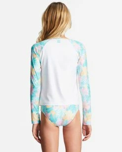 Flash Sale 🎉 Billabong Girl's 4-16 Mermaid Feels Long Sleeve UPF 50 Rashguard WHITE 😀 -Womens-Collection-Adventure-Division Sales abgwr00159 billabongw wht bck1 1