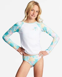 Flash Sale 🎉 Billabong Girl's 4-16 Mermaid Feels Long Sleeve UPF 50 Rashguard WHITE 😀