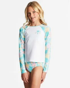 Flash Sale 🎉 Billabong Girl's 4-16 Mermaid Feels Long Sleeve UPF 50 Rashguard WHITE 😀 -Womens-Collection-Adventure-Division Sales abgwr00159 billabongw wht sd1 1