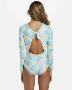 Promo 🔔 Billabong Girl's 4-16 Mermaid Feels UPF 50 Long Sleeve One-Piece 🩱 Swimsuit LIGHT LAGOON ❤️ -Womens-Collection-Adventure-Division Sales abgwr00161 billabongw ggf0 bck1 1