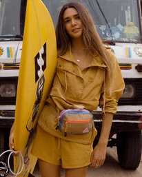 Best Sale 🎁 Billabong A/Div Trail Along Anorak Pullover Jacket WILD HONEY ⭐