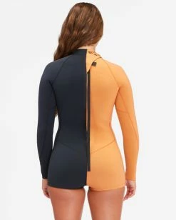 Best deal ⌛ Billabong 2/2 Spring Fever Back Zip Long Sleeve Spring Suit CANYON BLACK ✨ -Womens-Collection-Adventure-Division Sales abjw400112 billabongw xcck bck1 1