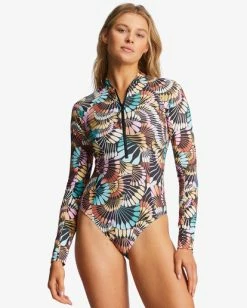 Best Pirce 🥰 Billabong A/Div Biarritz Long Sleeve 🩱 Swimsuit BLACK MULTI 2 🎁 -Womens-Collection-Adventure-Division Sales abjwr00162 billabongw bml2 frt1 1