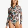 Best Pirce 🥰 Billabong A/Div Biarritz Long Sleeve 🩱 Swimsuit BLACK MULTI 2 🎁