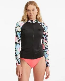 Hot Sale 👏 Billabong Feelin Tropical Long Sleeve Zip-Up Rashguard MULTI ✨ -Womens-Collection-Adventure-Division Sales abjwr00184 billabongw mul frt1 1