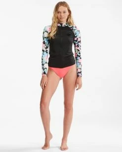 Hot Sale 👏 Billabong Feelin Tropical Long Sleeve Zip-Up Rashguard MULTI ✨ -Womens-Collection-Adventure-Division Sales abjwr00184 billabongw mul frt9 1