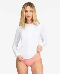 Flash Sale 🎉 Billabong Core Surfdaze Hooded Long Sleeve Zip-Up Rashguard WHITE 🛒