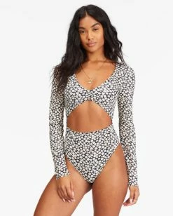 Best deal ✔️ Billabong Pretty Daze Long Sleeve 🩱 Swimsuit BLACK PEBBLE 👍 -Womens-Collection-Adventure-Division Sales abjwr00207 billabongw bpb frt1 1
