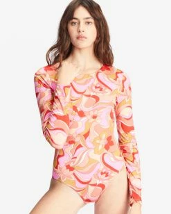 Deals 🎁 Billabong Pretty Groovy Long Sleeve UPF 50 🩱 Swimsuit MULTI 🎁 -Womens-Collection-Adventure-Division Sales abjwr00213 billabongw mul dtl1 1