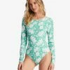 Top 10 ✨ Billabong Field Day UPF 50 Long Sleeve One-Piece 🩱 Swimsuit SWEET GRASS 🥰