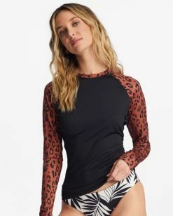 Promo 🤩 Billabong Spotted In Paradise Long Sleeve UPF 50 Rashguard BLACK PEBBLE ✨ -Womens-Collection-Adventure-Division Sales abjwr00225 billabongw bpb dtl1 1