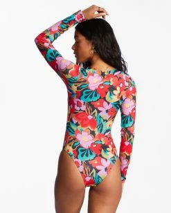 Promo 👍 Billabong Islands Away UPF 50 Long Sleeve One-Piece 🩱 Swimsuit MULTI 🔔 -Womens-Collection-Adventure-Division Sales abjwr00245 billabongw mul bck1 1