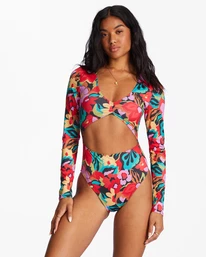 Promo 👍 Billabong Islands Away UPF 50 Long Sleeve One-Piece 🩱 Swimsuit MULTI 🔔
